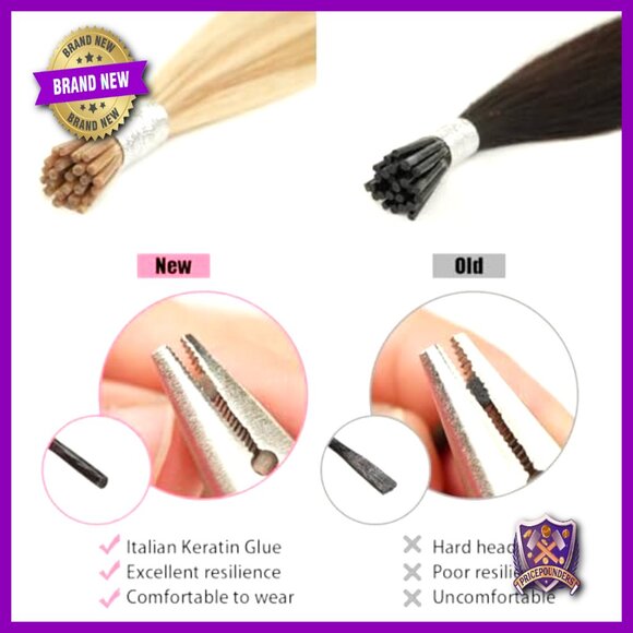 16in Human Hair I-Tip Extensions 45g Pre-Bonded Tips for Volume Length